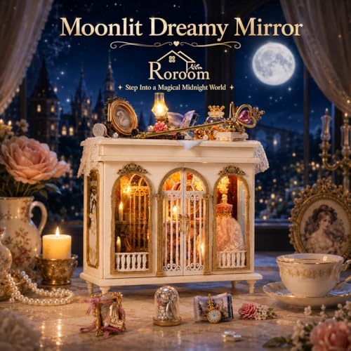 Roroom DIY Miniature House Kit, Dreamy Vanity Room Dollhouse Kit - Image 3