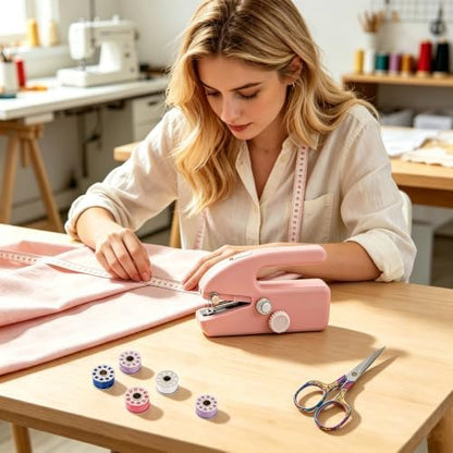 Hand Held Sewing Machine for Adults & Beginners, with a 15 PCS Basic Sewing Kit, Portable Mini Hand Sewing Machine, Dual Power (AC/DC) for Quick Repairs, DIY Projects on Clothes, Jeans, Home & Travel - Image 2