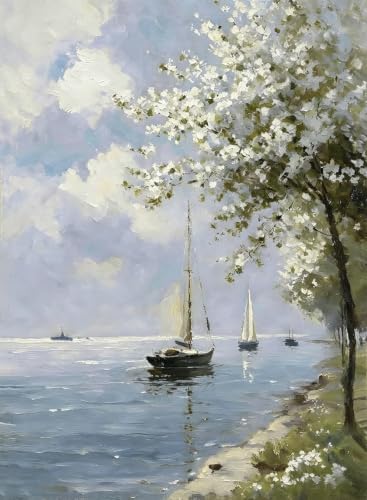 YOLENIX Sailboat Paint by Numbers Kit for Adults Beginner (Without Frame) by YOLENIX