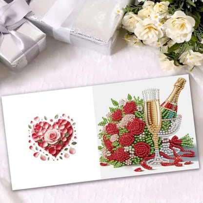 6 Pcs Diamond Painting Greeting Cards Kit Champagne Coffee Tulip Rose Flower with Envelopes, 5D DIY Special Shaped Rhinestone Art Card Making Kits for Adults, Holiday Blessing Postcards Craft Gifts - Image 7