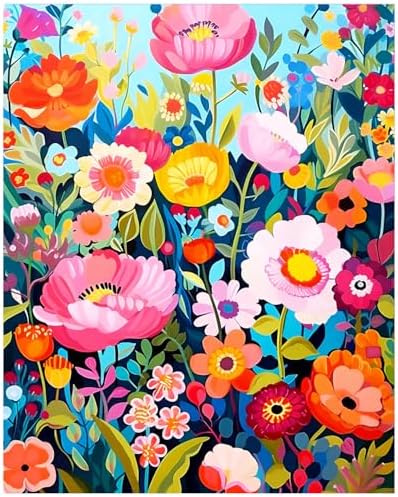 xcemhil Flowers Paint by Number Kit for Adults, Paint by Numbers Flowers, Adult Paint by Number Kits on Canvas for Gift Home Wall Decor 16x20in by Unknown