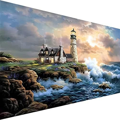 koemhxb Large Paint by Number for Adults(24x16 inch),Lighthouse Paint by Numbers Kits for Adults Beginner,Lighthouse Painting by Numbers for Home Wall Decor by Koemhxb