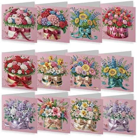 6 Packs Diamond Painting Greeting Cards Kits for Adults, Diamond Art Holiday Card with Envelopes, DIY Card Making Kits for Birthday Valentine's Day Mother's Day Thanksgiving (Bouquet) by Unknown