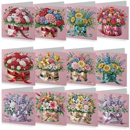 6 Packs Diamond Painting Greeting Cards Kits for Adults, Diamond Art Holiday Card with Envelopes, DIY Card Making Kits for Birthday Valentine's Day Mother's Day Thanksgiving (Bouquet) by Unknown