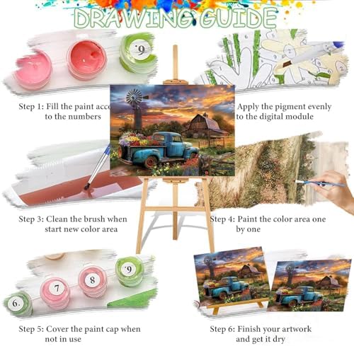 Farmhouse Truck Flower Paint by Numbers Kit for Adults Canvas,Frameworkless - Image 6