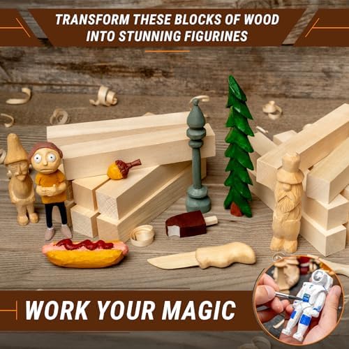 BeaverCraft Basswood Carving Blocks BW16 pcs - Soft Whittling Wood Carving Kit for Beginners - Unfinished Wooden Block Set - Basswood for Crafts - Image 2