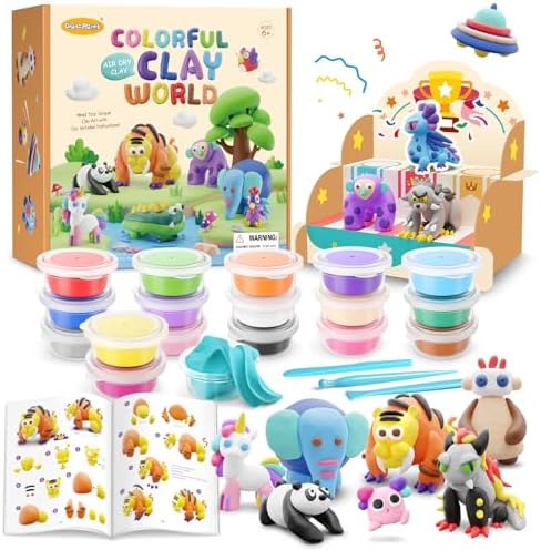 Drama Planet Air Dry Clay Kit for Kids, 26 Modeling Tutorials by DramaPlanet