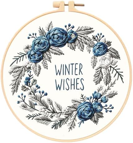 WUSARPLY Flower Embroidery Kits for Beginners with Winter Wishes Pattern by WUSARPLY
