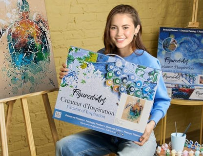 Figured'Art Paint by Numbers for Adults with Frame Turtle Design 16"x20" - Craft Art Painting DIY Kit Canvas Already Stretched on a Wooden Frame - Image 2