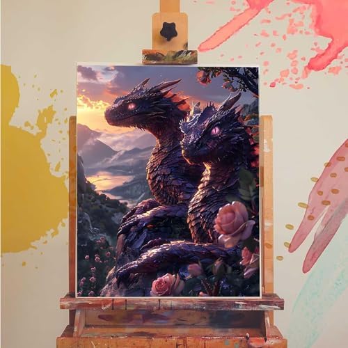 Paint by Numbers Kit for Adults Beginner, Animal Paint by Numbers Dragon, DIY Easy Acrylic Watercolor Oil Painting Kit with Brushes, Arts and Crafts for Adult for Home Wall Decor, Gifts 28x38 in 8-36 - Image 3