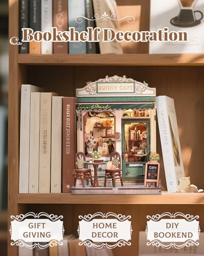 CUTEBEE Book Nook Kit DIY Miniature House Coffee Shop Dollhouse Kit - Image 3