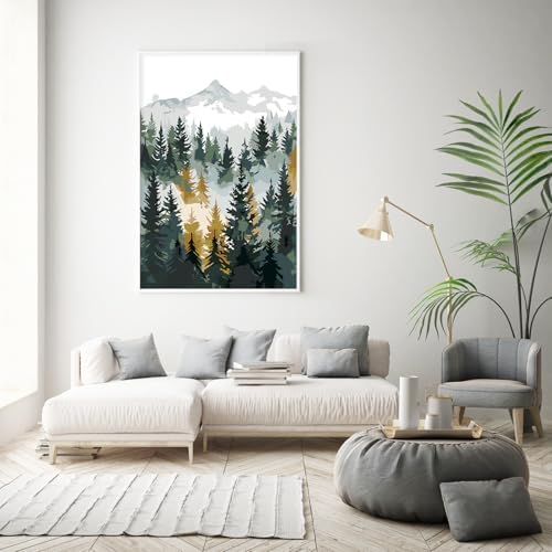 Framed Paint by Numbers Kit for Adults Beginner & Kids Age 8-12, Easy Landscape Adult Paint by Number Kits on Canvas, DIY Acrylic Forest Number Painting for Adults Mountain for Home Decor 8x12 Inch - Image 2
