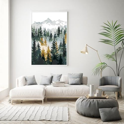 Framed Paint by Numbers Kit for Adults Beginner & Kids Age 8-12, Easy Landscape Adult Paint by Number Kits on Canvas, DIY Acrylic Forest Number Painting for Adults Mountain for Home Decor 8x12 Inch - Image 2