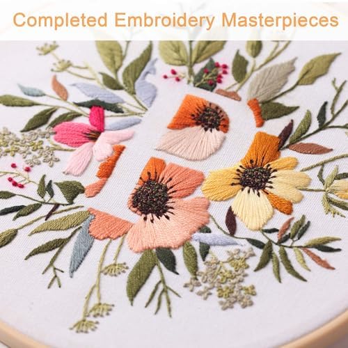 Harimau Letter Pattern P Embroidery Kit for Adult Beginners, Complete Starter Pack with 1 Hoop, Needles, Instruction Guide & Embroidery Stitch Video Tutorials - Image 6