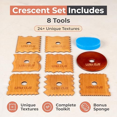 Kiln-Dried Cherry Wood Pottery Ribs & Pottery Tools For Wheel Throwing | 8 Pack - Professional Non-Warping Ceramic Set for Trimming, Sculpting, Shaping - Clay Tools & Modeling Kit with Bonus Sponge - Image 5
