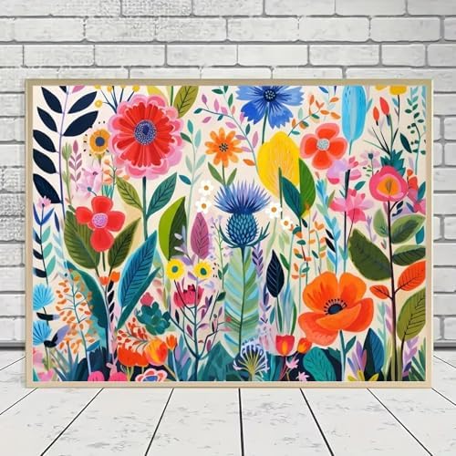 MaiMMaledy Paint by Numbers Kit for Adults Beginners Canvas Pictures with Framed Drawing Painting Acrylic Pigment with Wooden Triangle Easel Colorful Oil Painting Flowers 8Wx12L inch - Image 3