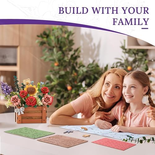 3D Wooden Flower Puzzle for Adults-Wooden Bloom Box, DIY Craft Model Kit Building Set, Botanical Decor Creative Gift for Lovers Nature Enthusiasts (658PCS) - Image 4