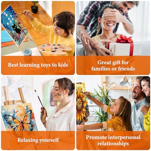 Framed Paint by Numbers Kit for Adults Beginner & Kids Ages 8-12, Starry Night Paint by Number with Frame, Acrylic Abstract Landscape Painting by Numbers Kit on Canvas 8x12 inch for Home Wall Decor - Image 7