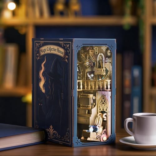 DIY Book Nook Kit Magic - Wizard and Cat Book Nook Kits for Adults, 3D Wooden Puzzle Miniature Fantasy Witch Potion Room Theme Bookshelf Decor, Creative DIY Craft for Teens - Image 7