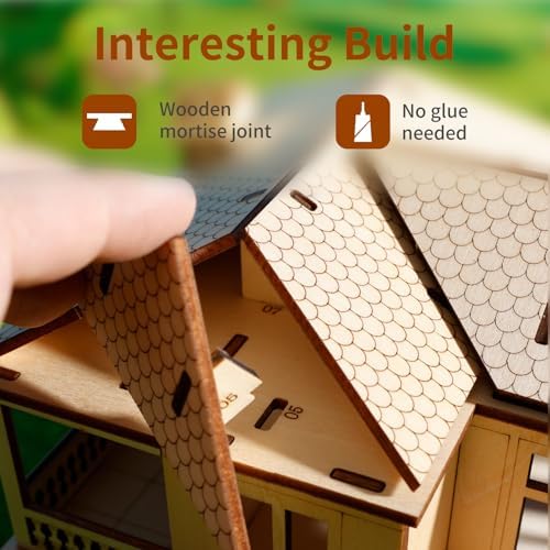 3D Wooden Puzzle for Adults, DIY Miniature Villa House Building Two Layer - Image 2