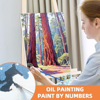 EggSun 6 Pack Framed Paint by Numbers Kit for Adults,Beginners with Wooden Easel,DIY Acrylic Oil Painting Paint by Numbers Kits on Canvas for Home Decor(National Park Landscape,8x12Inch) - Image 2