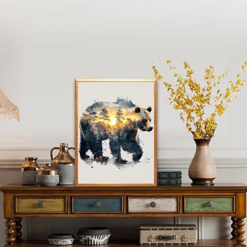 NZNANCHU Paint by Number for Adult,DIY Animal Painting Kits for Adults,Color by Numbers,Bear Paint by Number Canvas Crafts Watercolor for Beginners Hoom Decor (Bear) - Image 2
