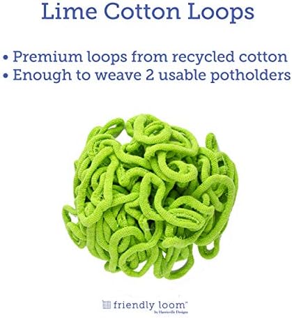 Harrisville Designs Friendly Loom Lime Color Potholder Cotton Loops 7" Traditional Size Loops Make 2 Potholders, Weaving Yarn Crafts Activities for Kids and Adults - Image 4