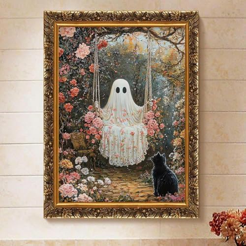 Halloween Cats Paint by Numbers Kit for Adults Framed Canvas, Frameworkless - Image 2