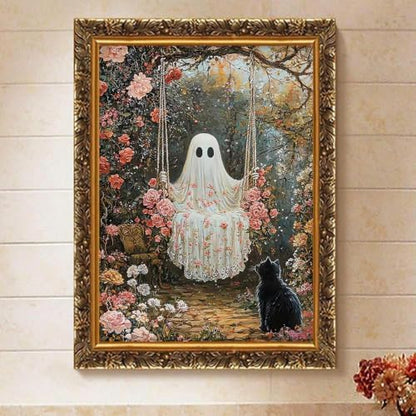 Halloween Cats Paint by Numbers Kit for Adults Framed Canvas, Frameworkless - Image 2