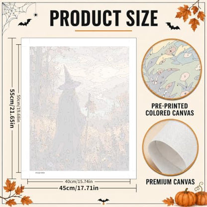 Mandun Halloween Witch Paint by Numbers Kit for Adults, 16x20 inch - Image 4