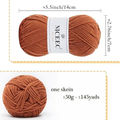 NICEEC 300g Soft Assorted Colors Yarn 100% Acrylic 870yds -Yellow Series - Image 2
