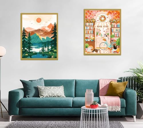 Yunnuo Landscape Paint by Numbers Kit for Adults Beginner, Sun & Mountain Paint by Number Canvas,Acrylic Abstract Paint with Numbers for with 3 Pcs Paintbrushes Home Wall Decor Gift (16 x 20 in) - Image 4