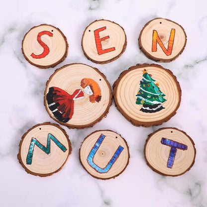 SENMUT Wood Slices 3.5-4.0 inch Natural Rounds Unfinished Wooden Circles - Image 3