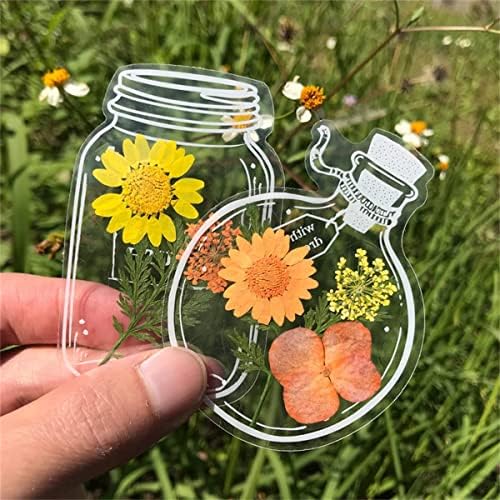 40PC Large Size Bookmark, Flower Page Clips Bookmarks, Children Gifts Handmade DIY Transparent Beautiful Flower Page, Glass Bottle Wishing Bottle Stickerr - Image 6