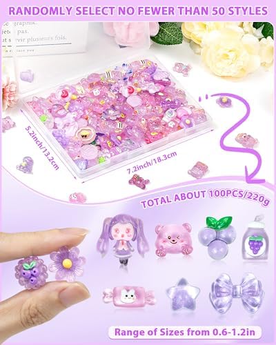 FIVEIZERO 100PCS Cute Slime Charms, Kawaii Flatback Resin Charms - Image 2
