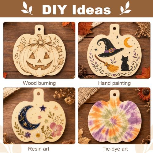 15PCS Pumpkin Wood Cutouts, 4" Unfinished Wood Ornaments for Crafts - Image 4