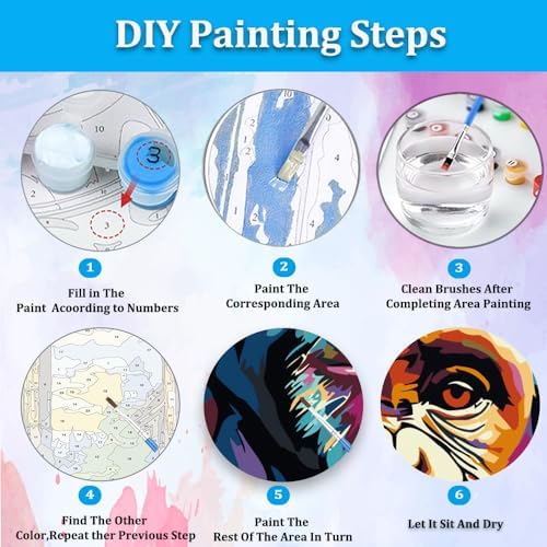 Artunion Framed Paint by Numbers Kit for Adults Beginners & Kids Ages 8-12,Colorful Monkey Paint by Number with Frame,Animals Paint by Numbers Kit on Canvas 10 * 10 Inch Without Easel - Image 6