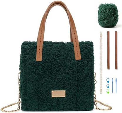 tripforfree DIY Knitting & Crochet Handbags Kit, Mesh Plastic Canvas Kit for Shoulder Bags, Crossbody Bags, Embroidery Projects, Linen - White (Green) by Unknown