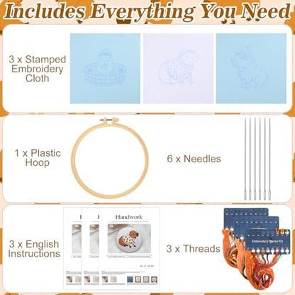 Mindsoft 3 Set Needlepoint Kit for Beginners with Hoop,Capybara - Image 3