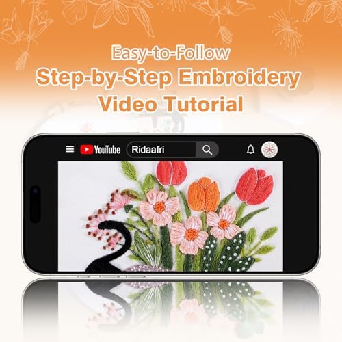 Embroidery Kit for Beginners, Adult Stamped Kits with Cat Floral Patterns - Image 2