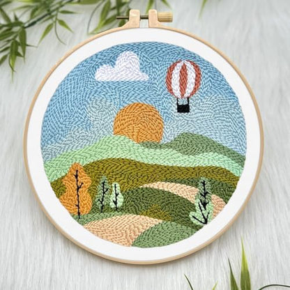 ERKOON Punch Needle Kit Adults Beginners, DIY Easy Landscapes Embroidery Set for Starter Art Craft, Needling Punch Project with Patterns, Tools, Yarns, Hoop, Instruction (Spring) - Image 4