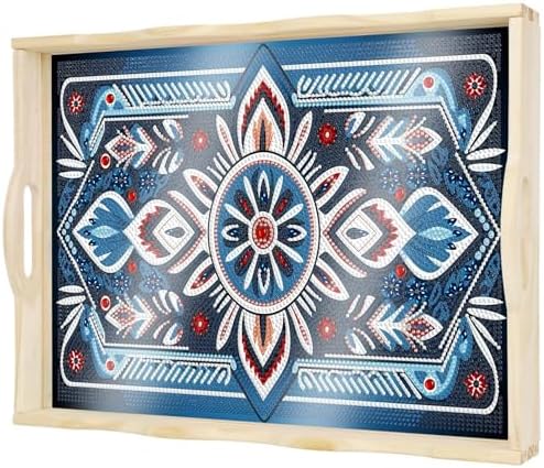 DOTSOPS Mandala Diamond Painting Wooden Serving Tray with Handle for Adults by DOTSOPS