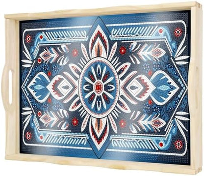 DOTSOPS Mandala Diamond Painting Wooden Serving Tray with Handle for Adults by DOTSOPS