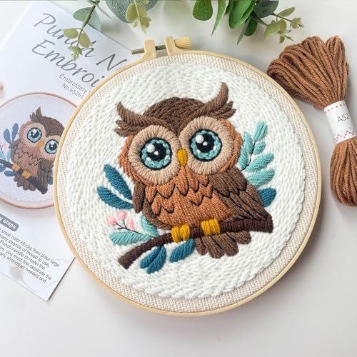 Myfelicity Adorable Owl Punch Needle Kit – Beginner-Friendly DIY Craft Set with Wool, Needle, Pattern, and Tools – Fun Felted Animal Project for Creative Hobbyists - Image 4