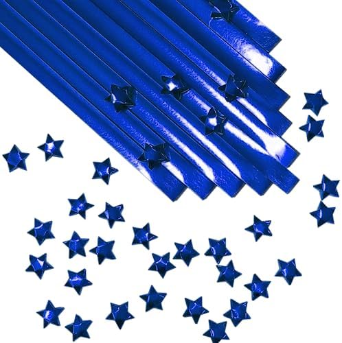 500-Strips Blue Foil Paper Strips for Making Origami Stars, Lucky Stars, Puff Stars. Reflective Mirror Shiny Paper Strips, 0.5 x 11 inch. (Blue Foil, 500) by OrigamiJoy