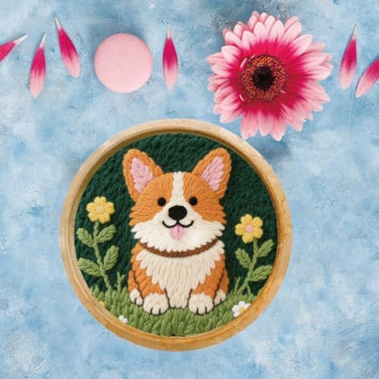 FREEBLOSS DIY Corgi Punch Needle Kit for Beginners Embroidery Punch Needle Starter Craft Set with Instructions Frame Embroidery Kit for Adults Gift Decoration 7.9''/20cm - Image 6