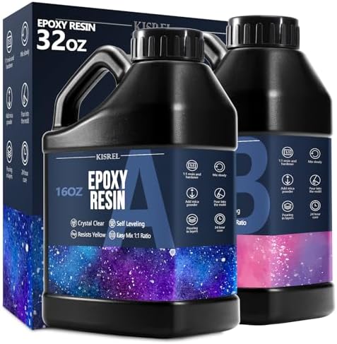 32OZ Epoxy Resin Kit, Clear Resin No Yellowing No Bubble for Molds & Craft by KISREL