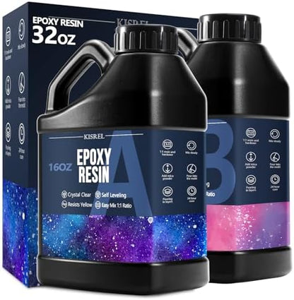 32OZ Epoxy Resin Kit, Clear Resin No Yellowing No Bubble for Molds & Craft by KISREL