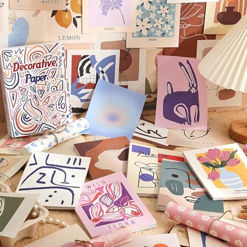 emmoolife 300 Sheets Aesthetic Scrapbook Paper, Retro Boho Pastel Wall Collage Scrapbooking Supplies Craft Decorative Papers Abstract Art Hippie Pattern Room Fashion Decor Paper for Card Making Gift - Image 6