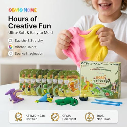 Air Dry Clay Kit for Kids - 12 Dinosaur & Jungle Projects, 48 Colors - Ultra Soft Non-Toxic Clay | Gifts, Crafts & Party Favors - Image 4